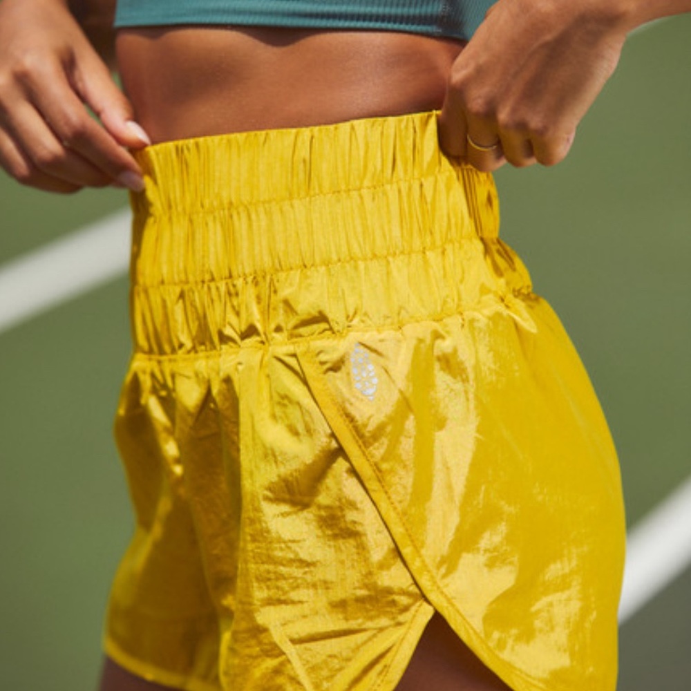 Free People Shorts Yellow High-Waisted The Way Home